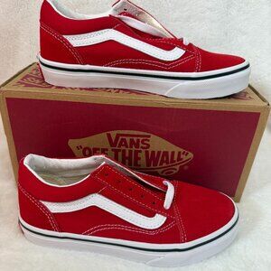 Vans Old Skool Kids 1.5 Red White Canvas Sneakers Youth Shoes VN0A4BUUJV6